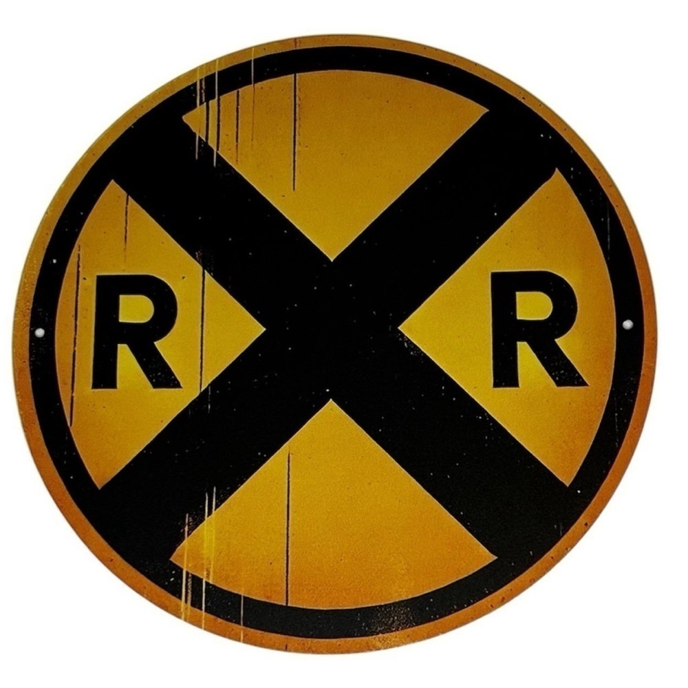 Railroad Crossing Metal Sign. New